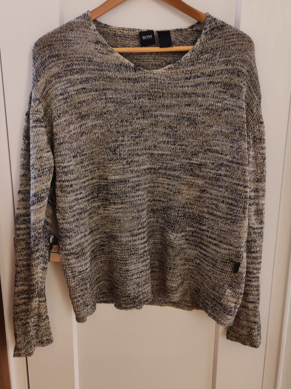 BOSS Men's Marled Knit Sweater - Lightweight Linen